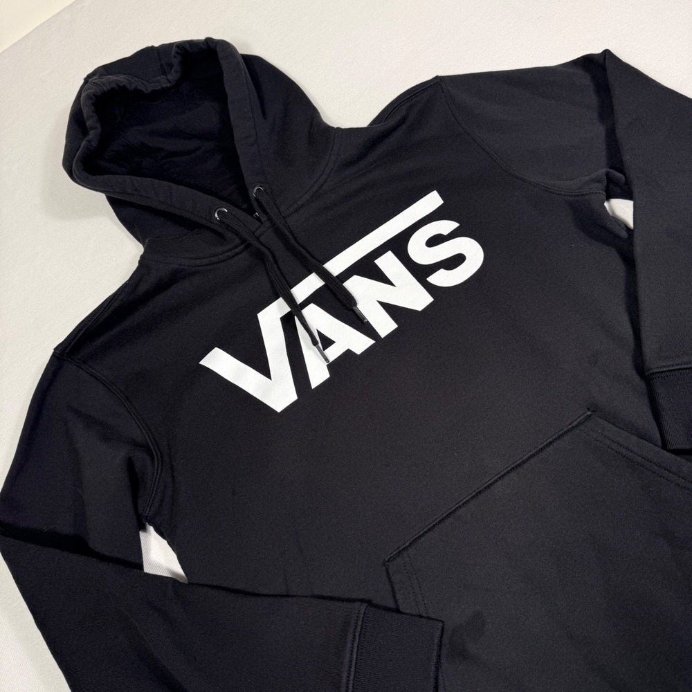 Vans Pullover Hoodie S Black White Logo Sweatshirt Skater skateboard grunge